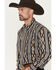 Image #2 - Wrangler Men's Checotah Southwestern Print Long Sleeve Snap Western Shirt, Black, hi-res