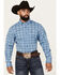 Image #1 - Rodeo Clothing Men's Southwestern Print Long Sleeve Button-Down Western Shirt, Blue, hi-res