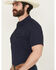Image #2 - RANK 45® Men's Ridge Solid Short Sleeve Snap Performance Western Shirt, Navy, hi-res