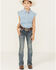 Image #3 - Shyanne Little Girls' Cowhide Steer Head Light Wash Faded Stretch Bootcut Jeans, Light Wash, hi-res