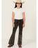 Image #1 - Rock & Roll Denim Girls' Corduroy Flare Jeans, Charcoal, hi-res