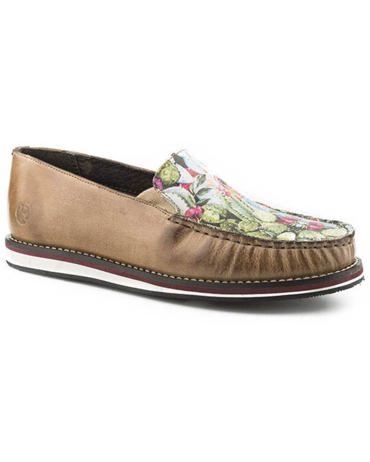 Image #1 - Roper Women's Burnished Slip-On Shoes - Moc Toe, Tan, hi-res