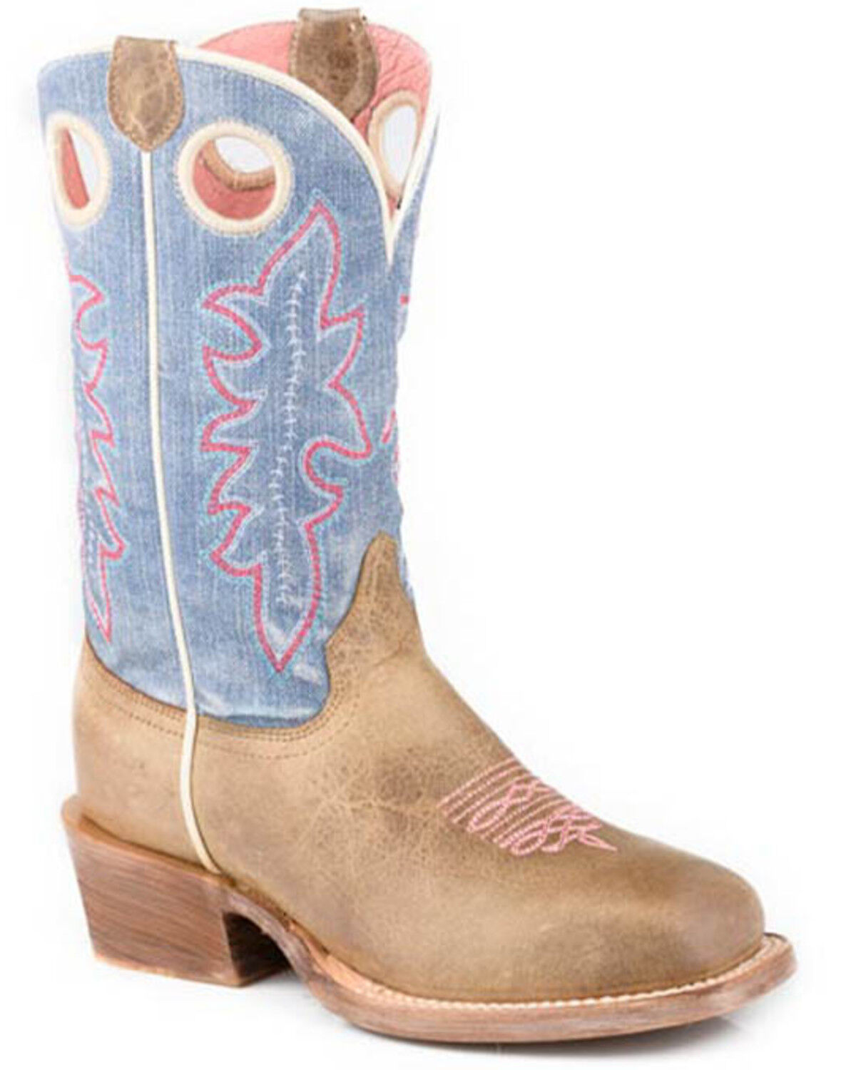 Image #1 - Roper Little Girls' Ride 'Em Cowgirl Western Boots - Square Toe, Brown, hi-res