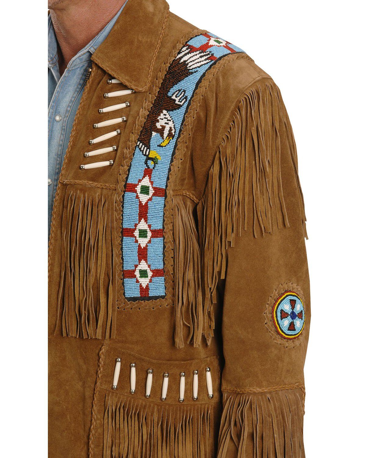 Image #2 - Liberty Wear Eagle Bead Fringed Suede Leather Jacket, , hi-res