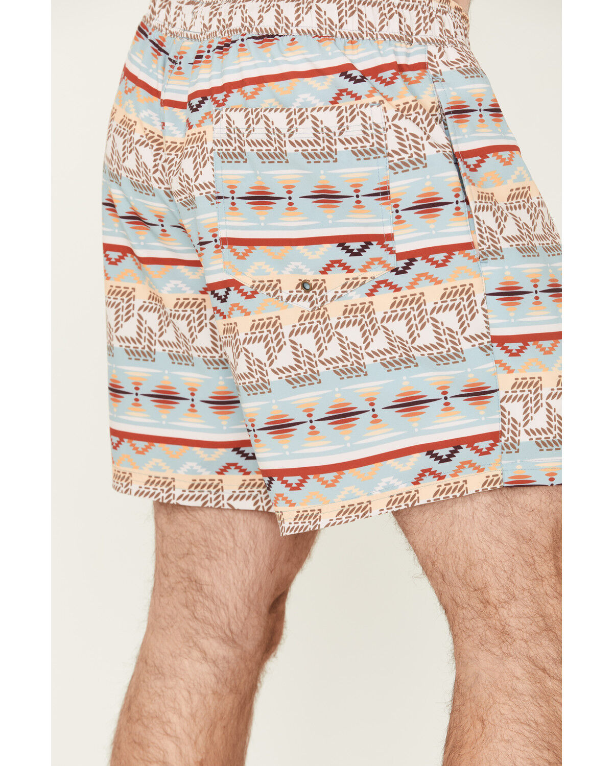 Image #4 - Rock & Roll Denim Men's Southwestern Print Stretch Volley Shorts, Aqua, hi-res