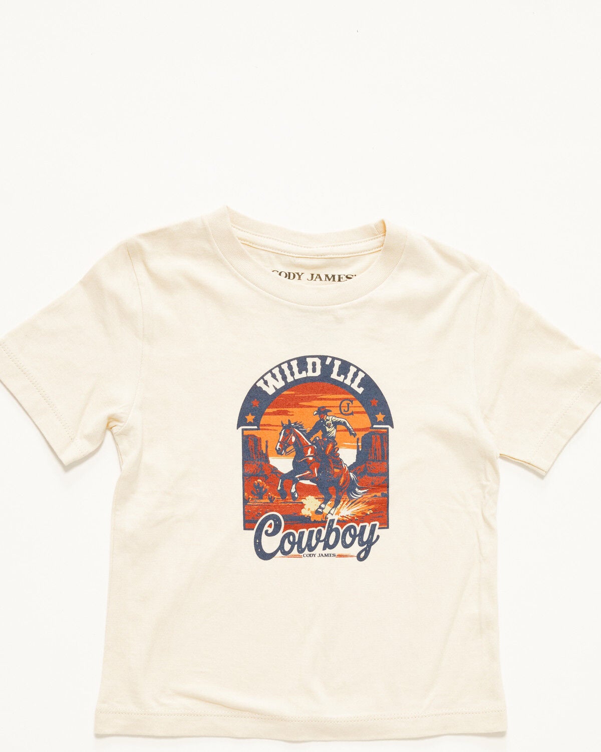 Cody James Toddler Boys' Wild Lil Cowboy Short Sleeve Graphic T-Shirt, Cream, hi-res