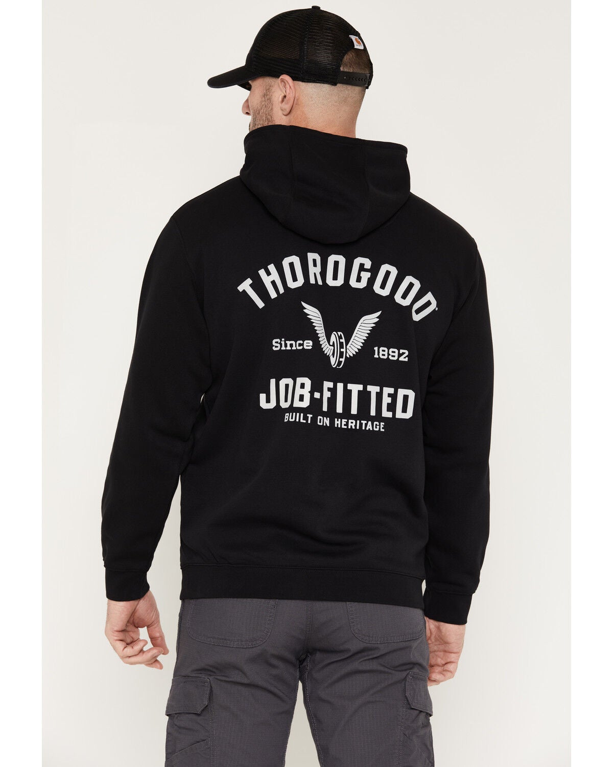 Image #1 - Thorogood Men's Job-Fitted Hooded Sweatshirt, Black, hi-res