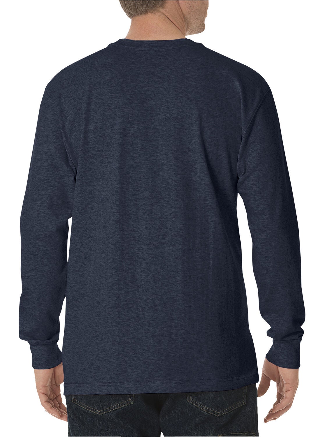 Image #2 - Dickies Men's Heavy Weight Crew Long Sleeve Tee - Big & Tall, Navy, hi-res