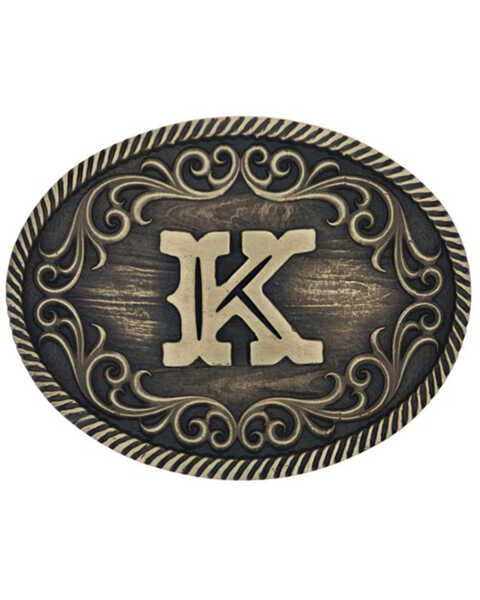 Image #1 - Montana Silversmiths Filigree Initial K Belt Buckle, Bronze, hi-res