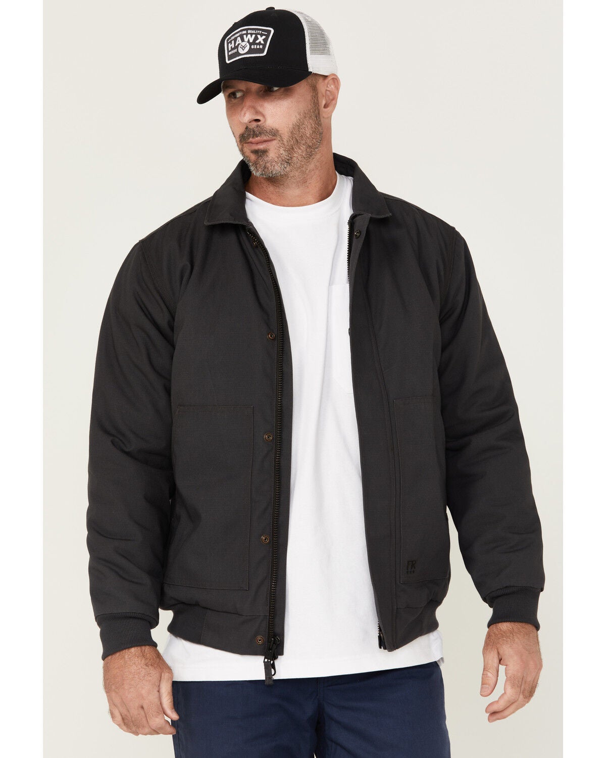 Cody James Men's FR Ripstop Utility Bomber Work Jacket, Charcoal, hi-res