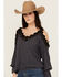 Image #2 - Wild Moss Women's Cold Shoulder Top, Navy, hi-res