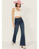 Image #1 - Rock & Roll Denim Women's Medium Wash High Rise Stretch Flare Jeans, Medium Wash, hi-res