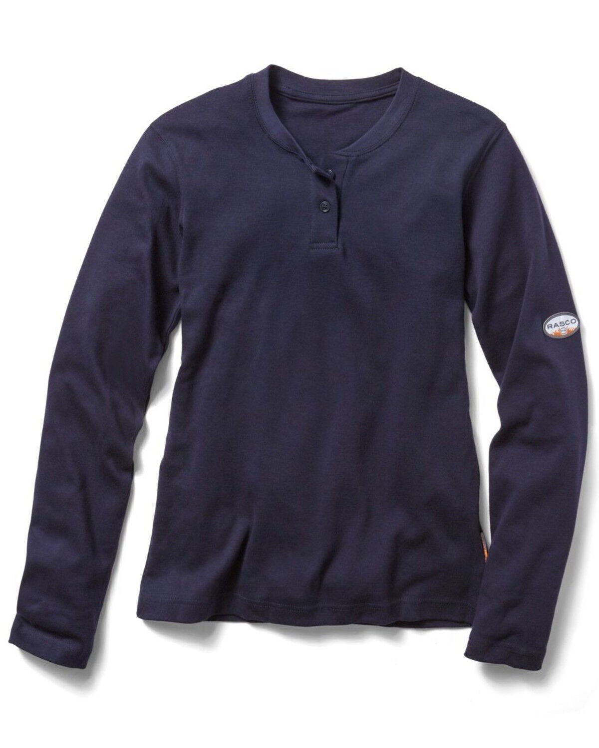 Rasco Women's FR Henley Long Sleeve Work Shirt, Navy, hi-res