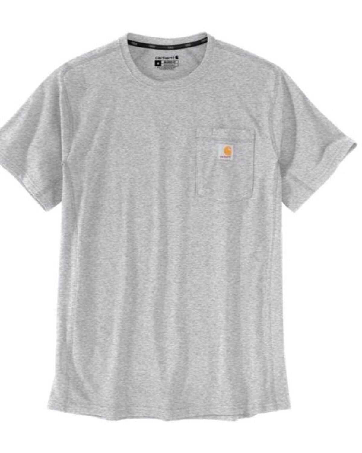Image #1 - Carhartt Men's Heather Gray Force Relaxed Midweight Short Sleeve Work Pocket T-Shirt - Tall, Heather Grey, hi-res