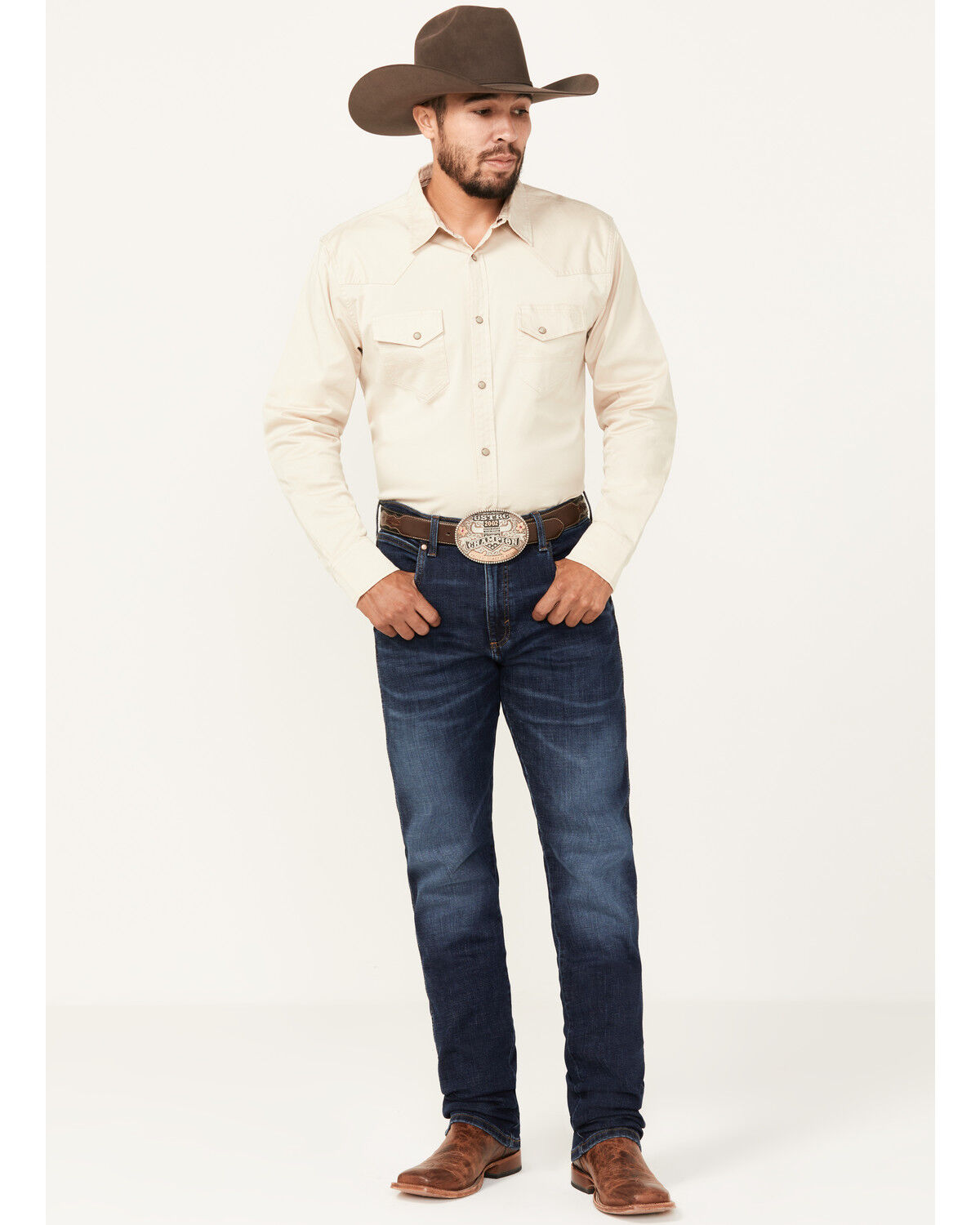 Image #1 - Wrangler Retro Men's Homburg Dark Wash Slim Straight Stretch Premium Green Jeans, , hi-res