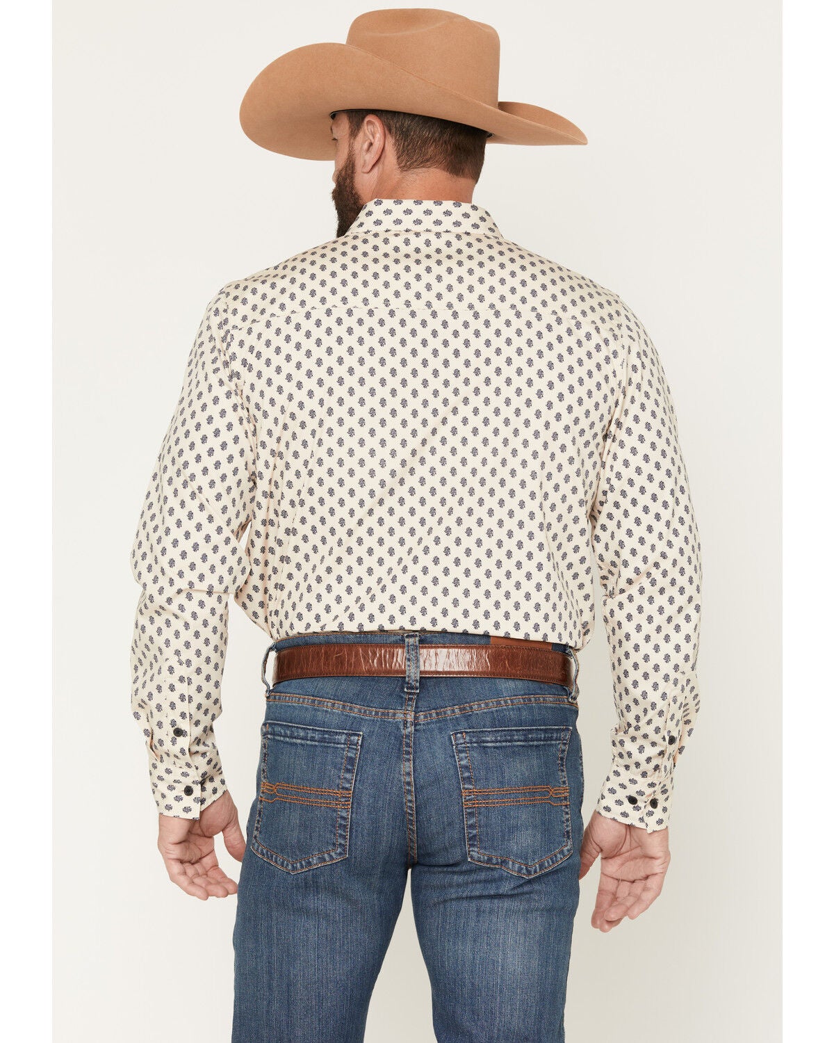 Image #4 - Gibson Trading Co Men's Old West Geo Print Long Sleeve Button-Down Western Shirt, Tan, hi-res