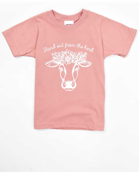 Ali Dee Girls' Stand Out From the Herd Graphic Short Sleeve Graphic Tee, Mauve, hi-res