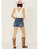 Image #3 - Rock & Roll Denim Women's Medium Wash High Rise Chain Fringe Denim Shorts , Medium Wash, hi-res