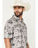 Image #2 - CInch Men's Cowboy Print Short Sleeve Button-Down Stretch Polo Shirt, Grey, hi-res