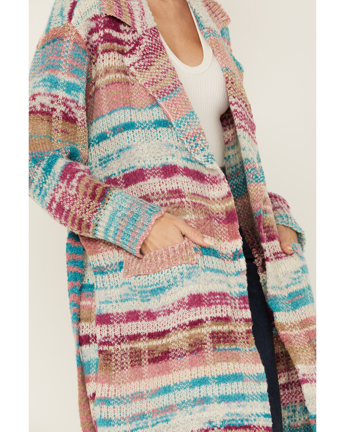 Image #3 - Room 34 Women's Color Block Cardigan, Periwinkle, hi-res