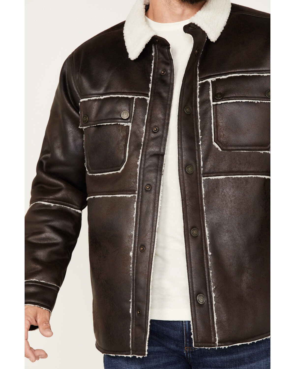 Image #3 - Cody James Men's Carmine Faux Shearling Shacket, Brown, hi-res