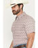 Image #2 - Cody James Men's Neon Moon Floral Print Short Sleeve Button-Down Stretch Western Shirt, Burgundy, hi-res