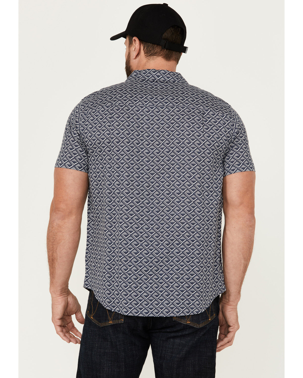 Image #4 - Brixton Men's Charter Tile Short Sleeve Button-Down Stretch Shirt, Navy, hi-res