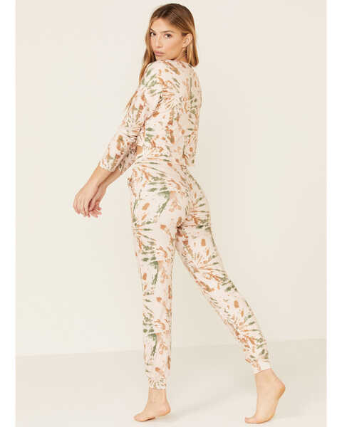 Image #3 - Peach Love Women's Cropped Splatter Print Sweatpants, Tan, hi-res