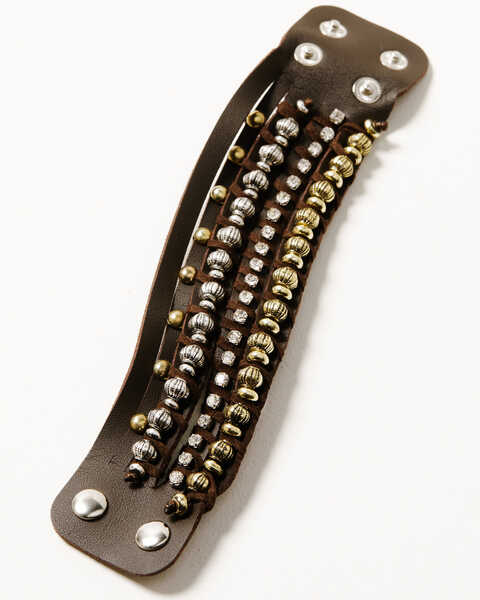 Shyanne Women's Wild Blossom Beaded Cuff Bracelet, Silver, hi-res