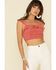 Image #2 - Very J Women's Ditsy Print Flutter Crop Top, Rust Copper, hi-res