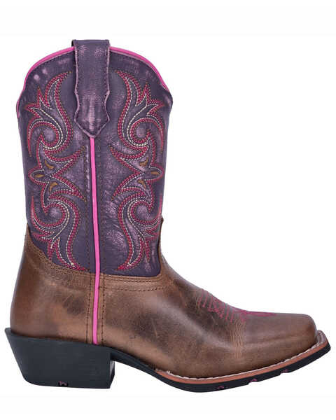 Image #2 - Dan Post Girls' Majesty Western Boots - Square Toe, Brown, hi-res