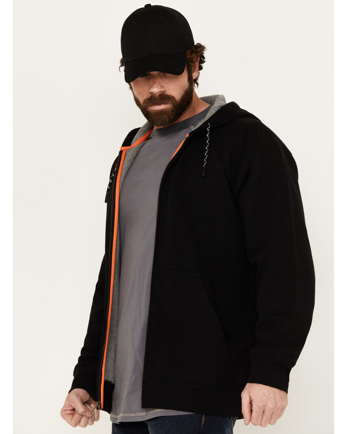 Image #2 - Hawx Men's Zip Front Hooded Zip Jacket, Black, hi-res