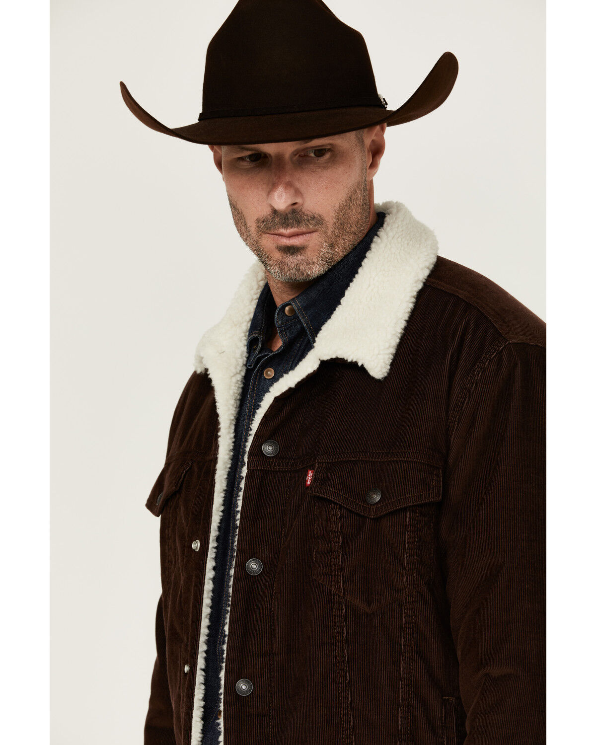 Image #2 - Levi's Men's Corduroy Sherpa Lined Trucker Jacket, Chocolate, hi-res