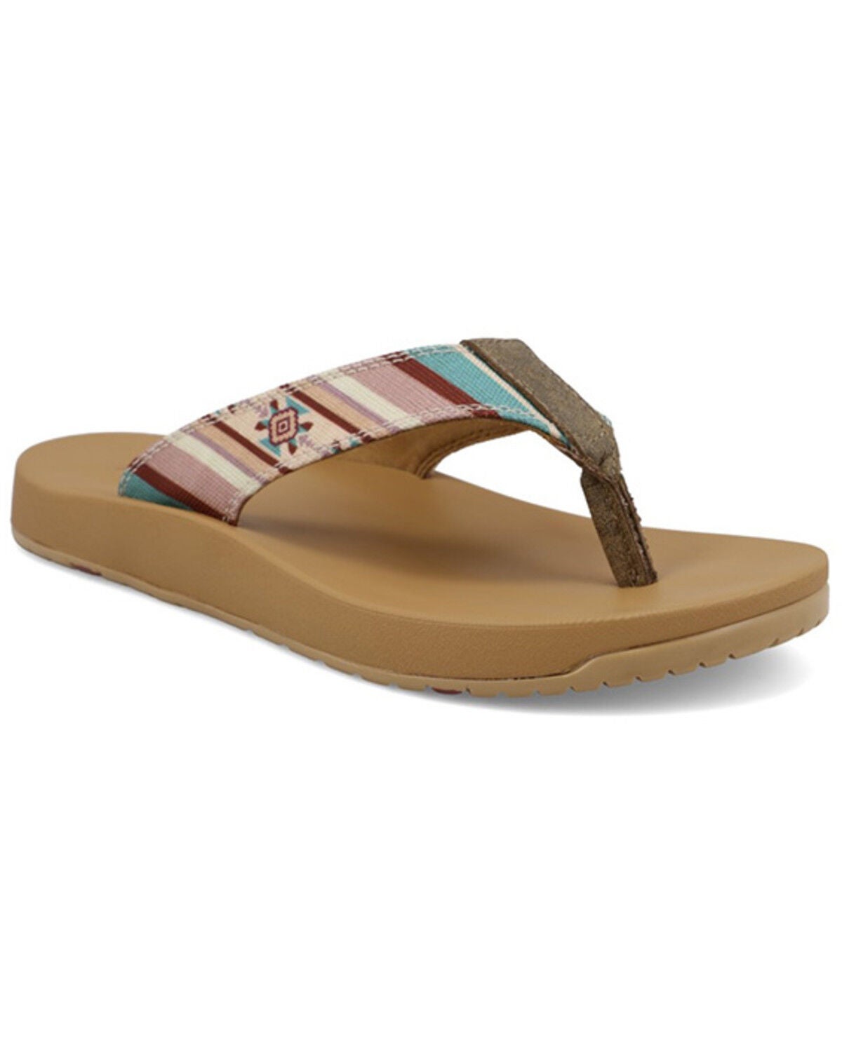 Image #1 - Twisted X Women's  Hooey&reg; Flip Flops, Mauve, hi-res