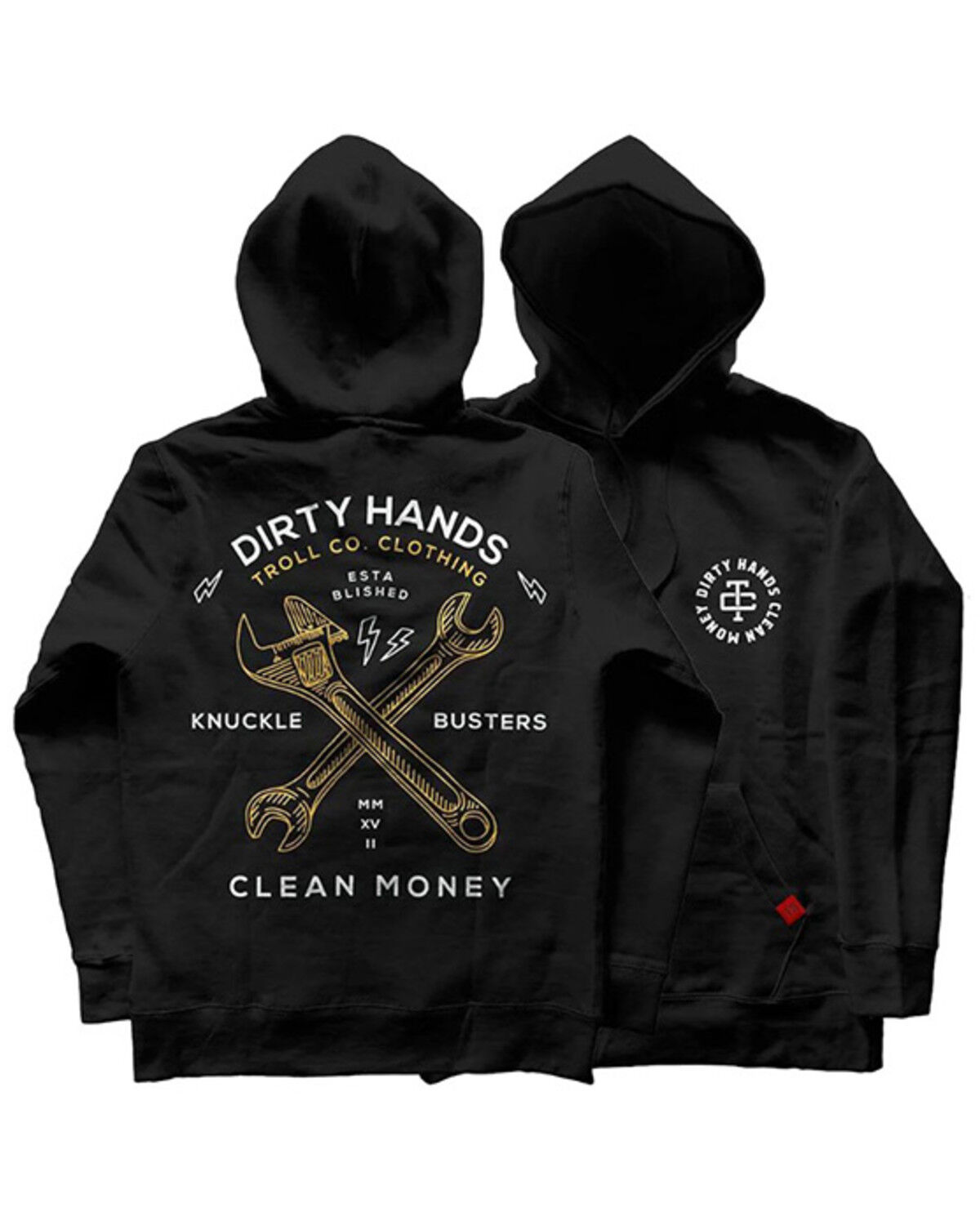 Image #1 - Troll Co Men's Twisting Wrenches Hooded Sweatshirt, Black, hi-res