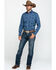Rock 47 By Wrangler Men's Indigo Denim Floral Print Long Sleeve Western Shirt , Blue, hi-res