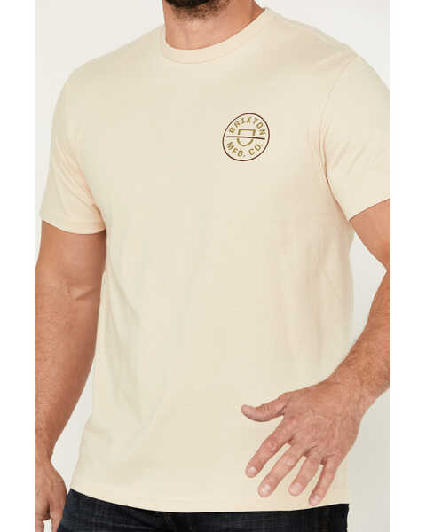 Image #3 - Brixton Men's Crest II Logo Short Sleeve Graphic T-Shirt , Cream, hi-res