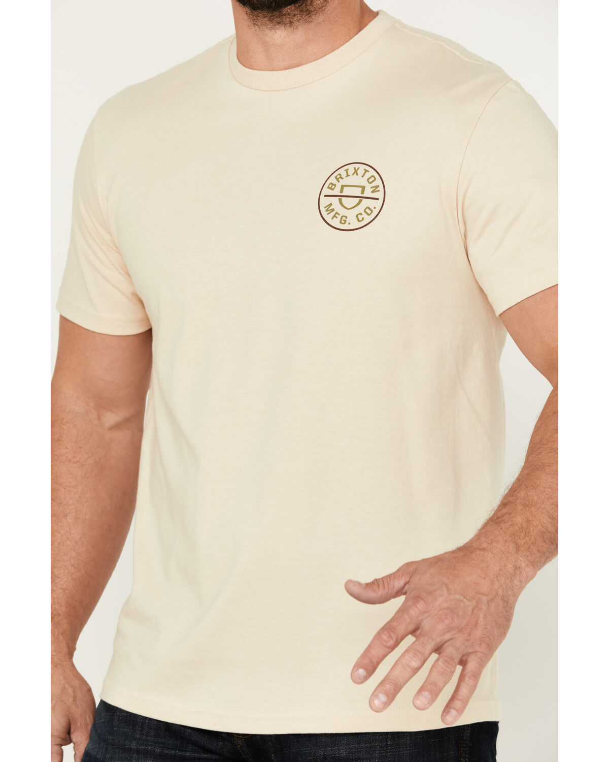 Image #3 - Brixton Men's Crest II Logo Short Sleeve Graphic T-Shirt, Cream, hi-res