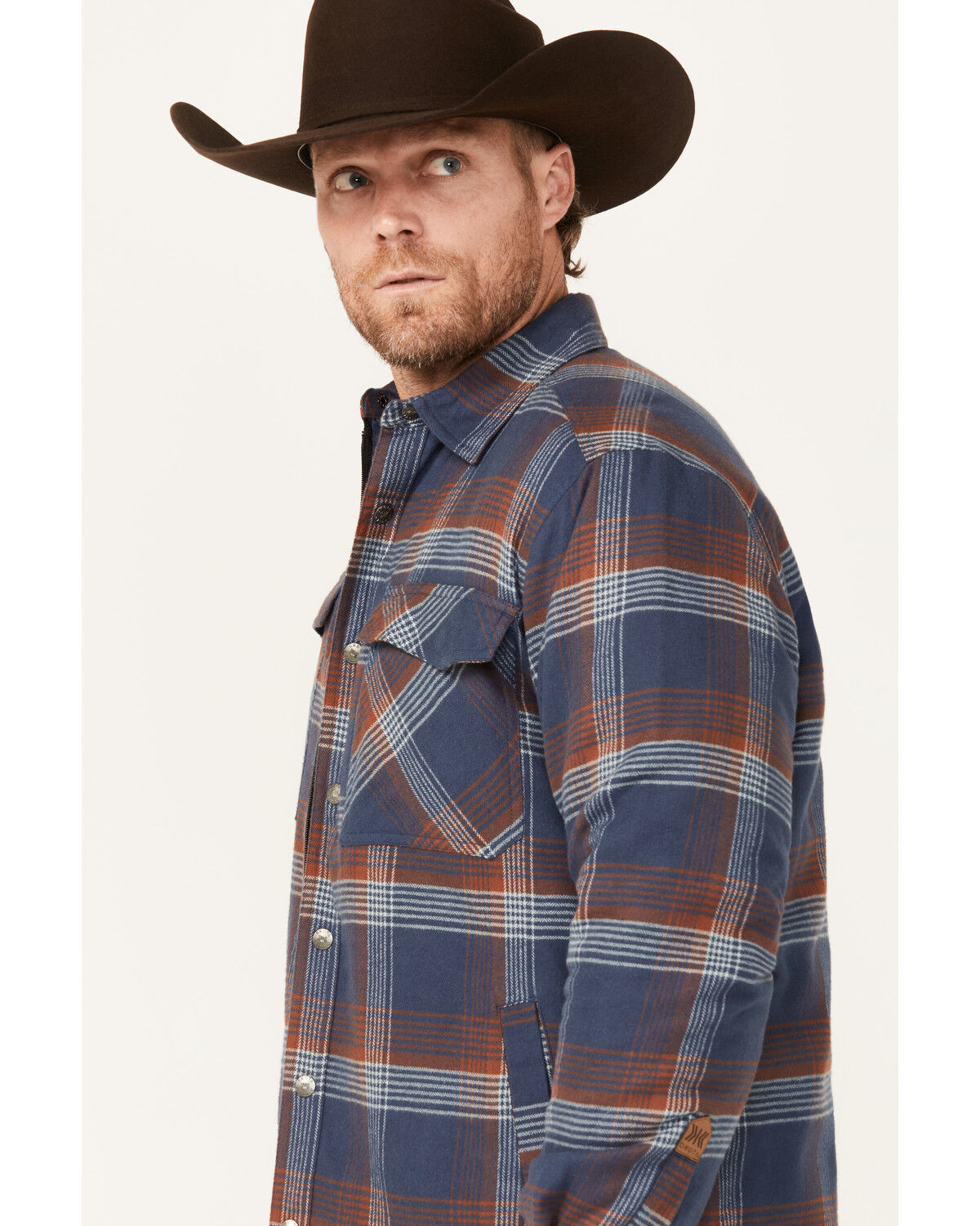 Image #2 - Dakota Grizzly Men's Quilted Tobias Ripstop Plaid Print Snap Flannel Jacket, Navy, hi-res