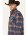 Image #2 - Dakota Grizzly Men's Quilted Tobias Ripstop Plaid Print Snap Flannel Jacket, Navy, hi-res