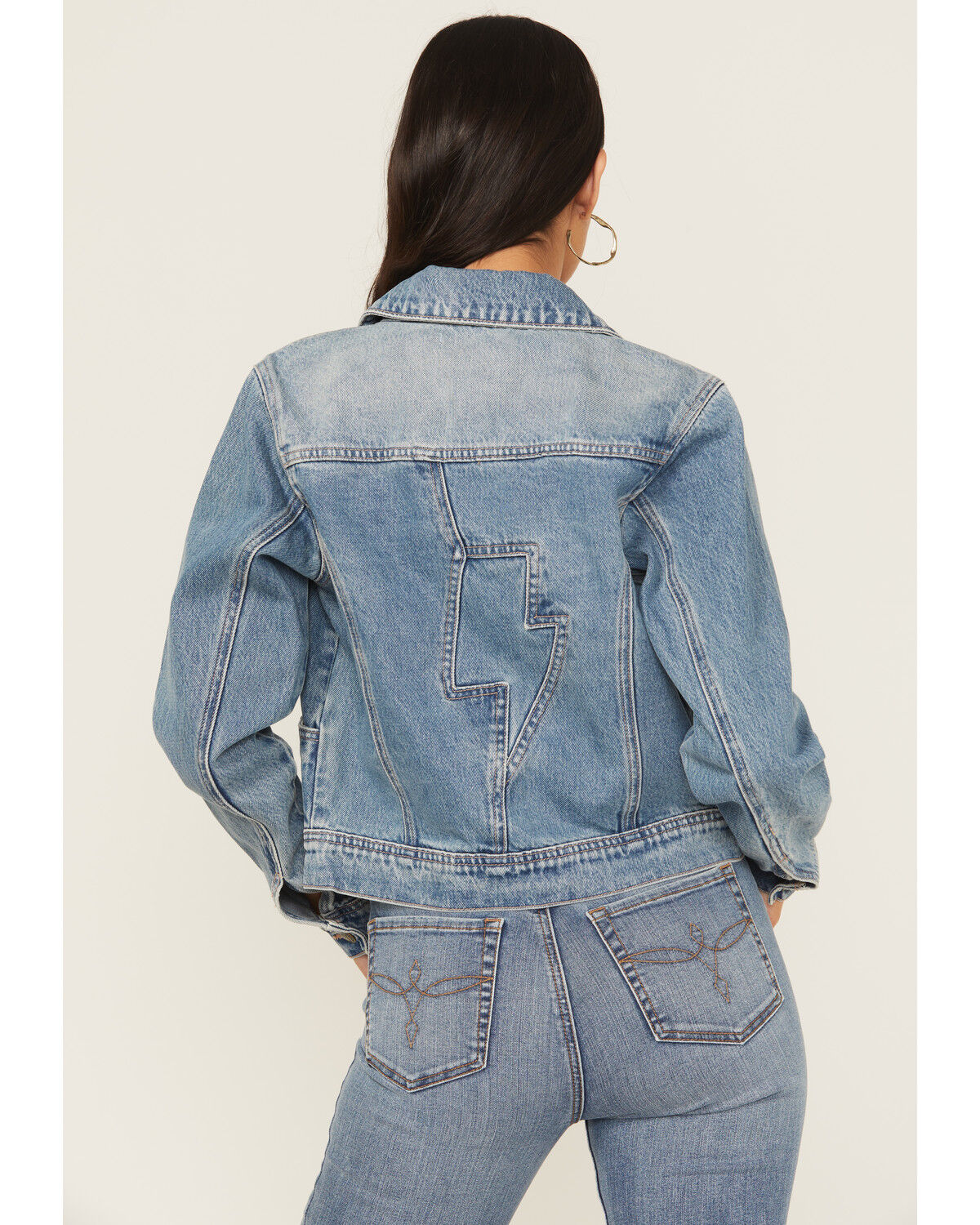 Image #4 - Rolla's X AC/DC Women's Medium Wash Lightning Denim Jacket, Medium Wash, hi-res