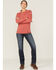 Image #2 - Ariat Women's FR Air Henley Long Sleeve Work Pocket Shirt , Red, hi-res