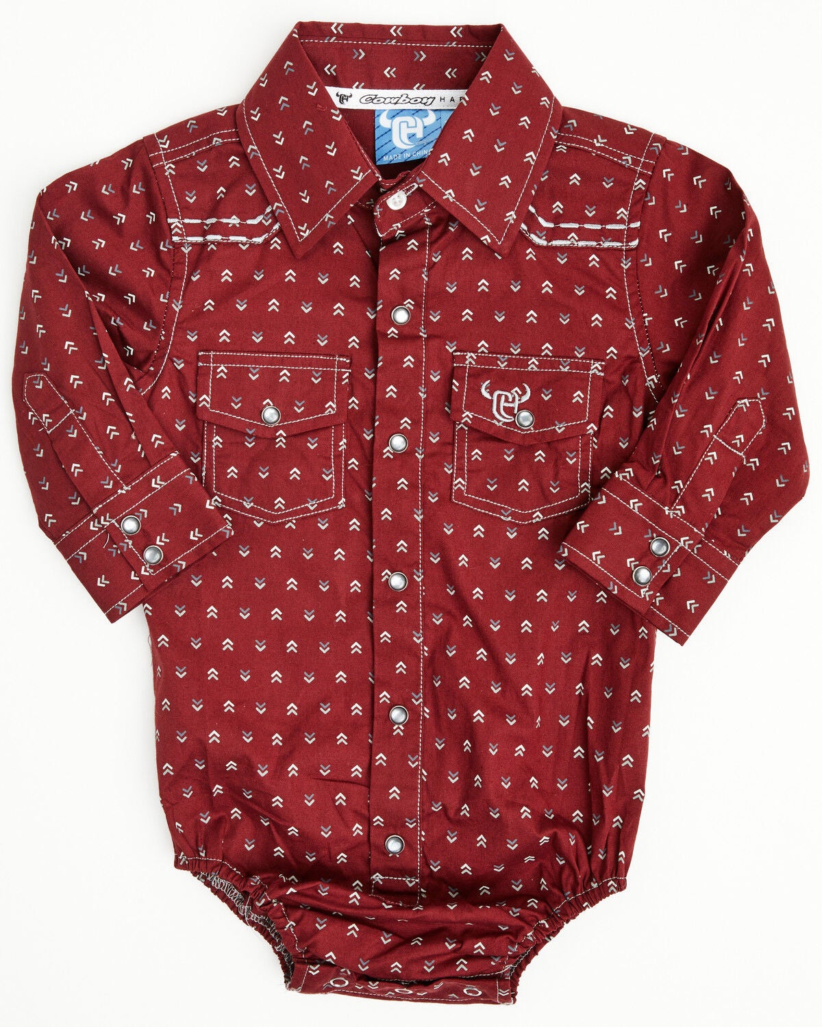 Image #1 - Cowboy Hardware Infant Boys' Geo Print Long Sleeve Snap Onesie, , hi-res