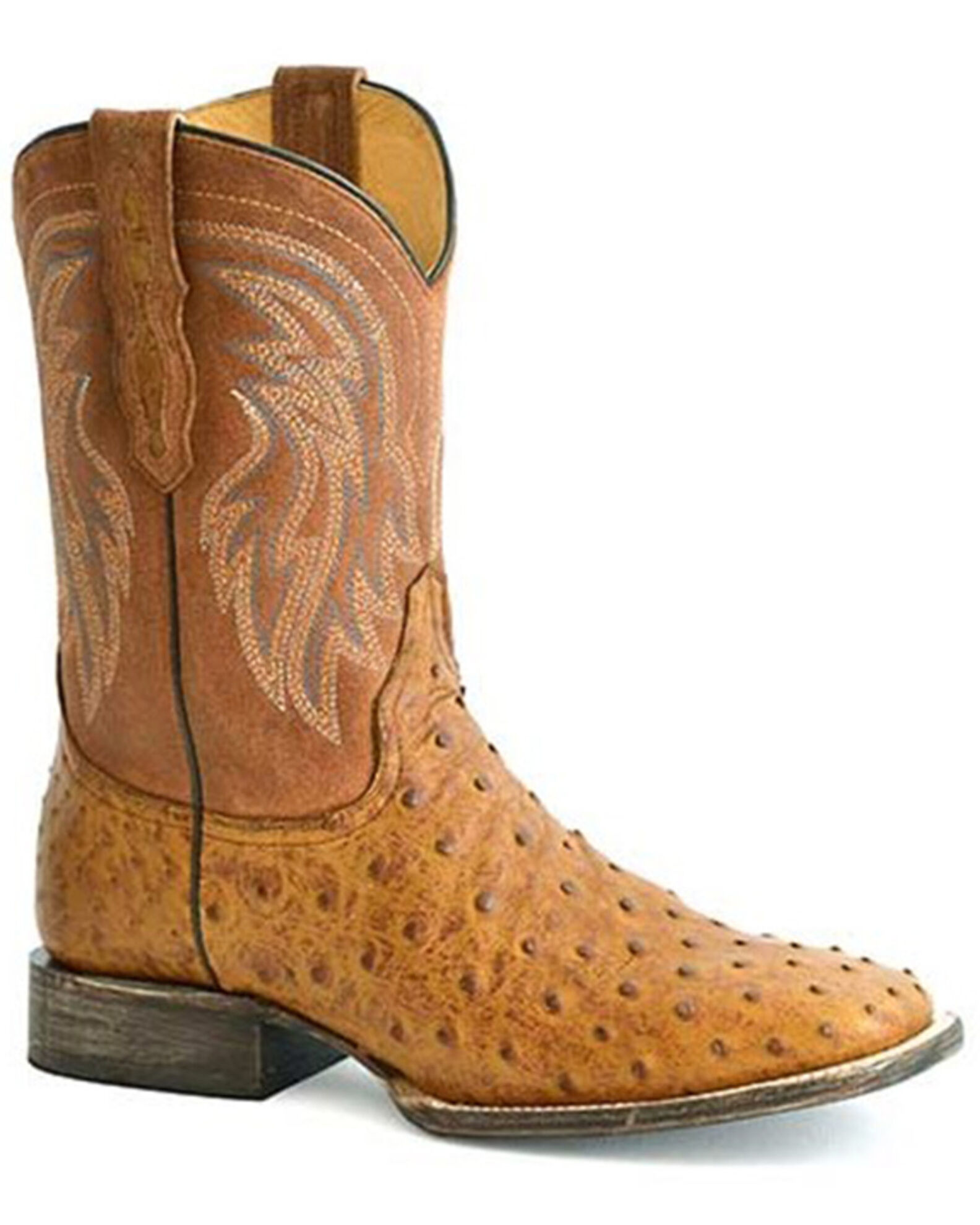 Roper Men s Oliver Ostrich Exotic Western Boots Broad Square Toe Country Outfitter