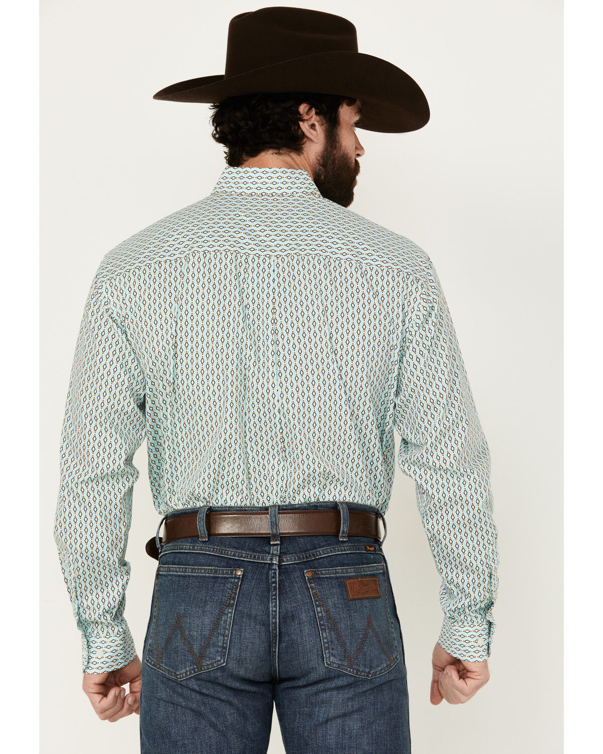 Image #4 - Cinch Men's Geo Print Long Sleeve Button-Down Western Shirt, Turquoise, hi-res