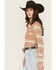 Image #2 - Panhandle Women's Striped Print Long Sleeve Snap Western Shirt, Cream, hi-res