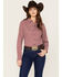Image #1 - Ariat Women's Geo Team Kirby Long Sleeve Button Down Stretch Western Shirt, Pink, hi-res