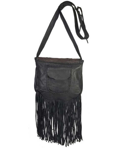 Image #2 - Kobler Leather Women's Tooled Crossbody Bag, Black, hi-res