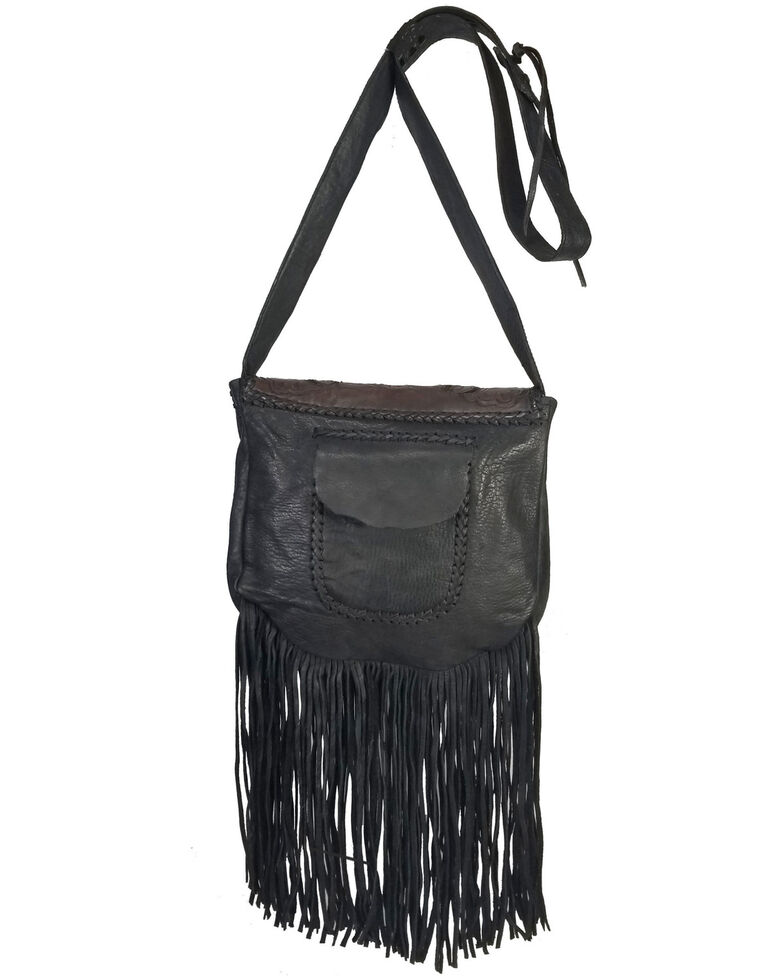 Kobler Leather Women's Black Tooled Crossbody Bag, Black, hi-res