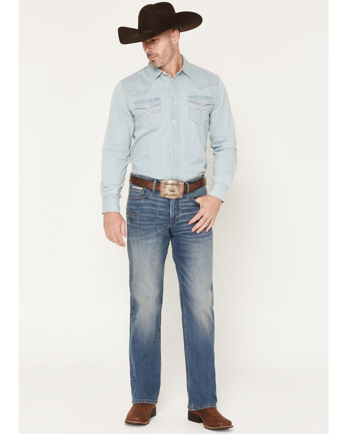 Image #1 - Cody James Men's Outrigger Wash Yukon Relaxed Straight Concealed Carry Stretch Denim Jeans, Medium Wash, hi-res
